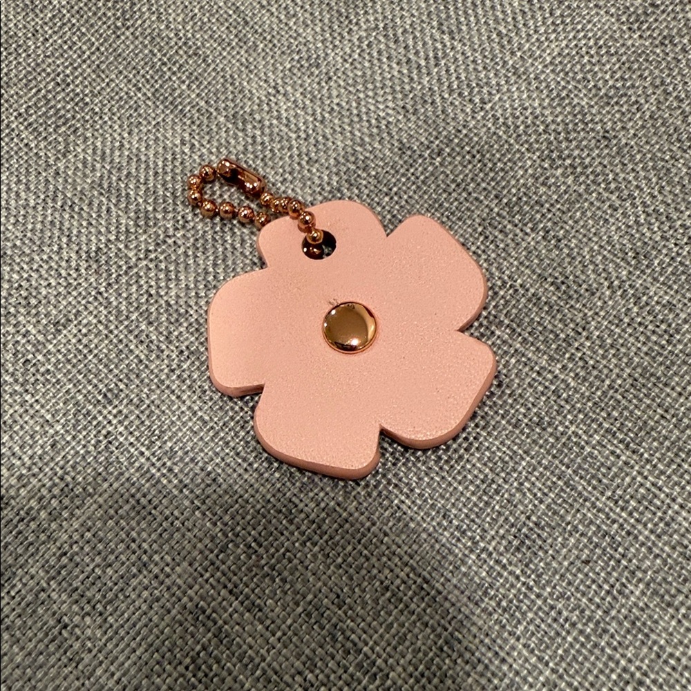 Coach Pink Tea Rose Floral Keychain - Picture 2 of 2